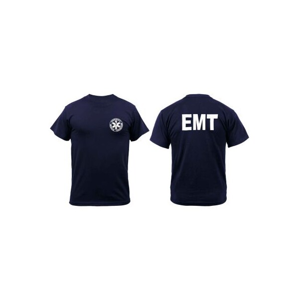 Kemp Usa Navy Size Large EMT Shirt Printed Front And Back 18-001-EMT-LRG - main